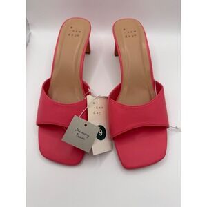 A New Day Women's Pink Sandals Sz 9 NEW Memory Foam Square Toe No Box Block Heel